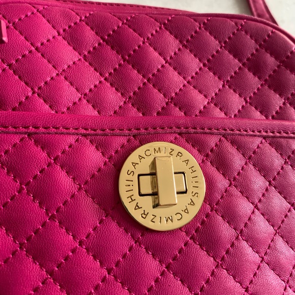 Isaac Mizrahi Bridgehampton Quilted Crossbody Purse.Rare Hot Pink, NWOT, Leather - Picture 4 of 11
